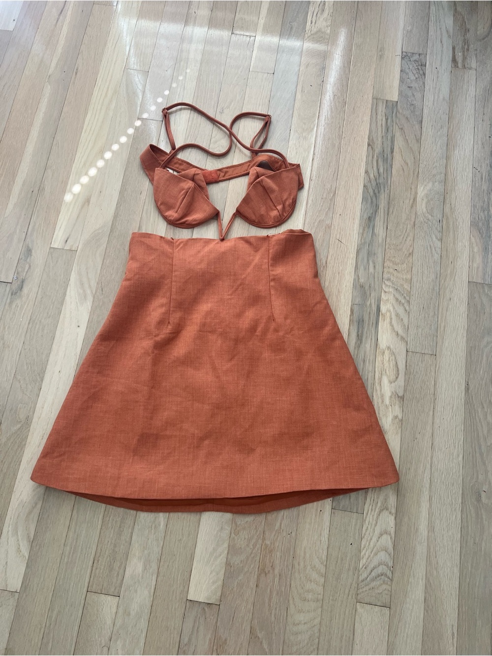 PrettyLittleThing Rust Orange Strappy Mini Dress